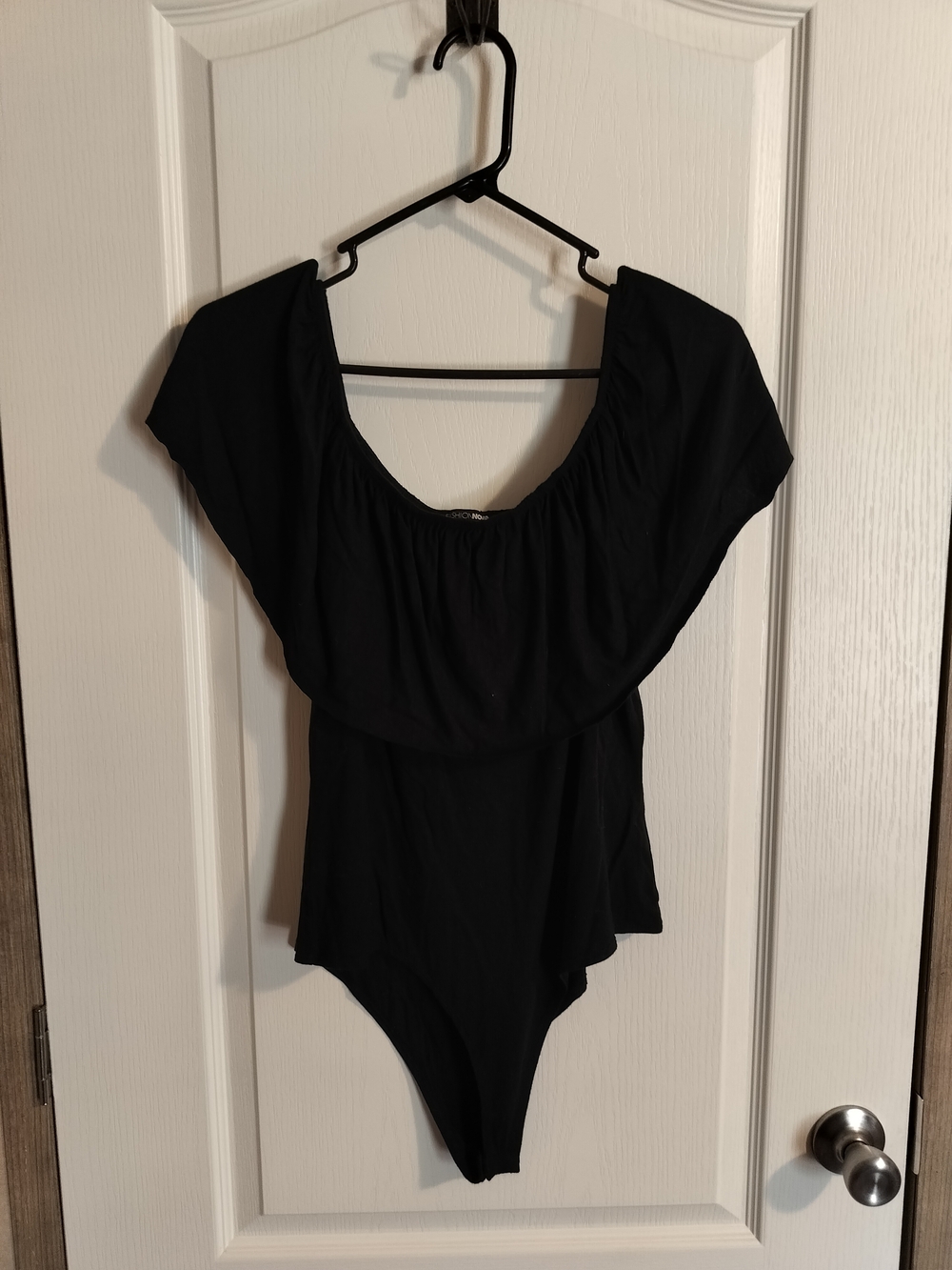 Fashion Nova Black Off-Shoulder Ruffle Bodysuit - Size 1X